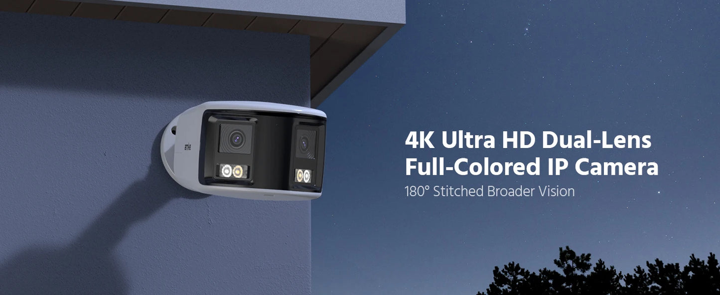 ANNKE Smart Home 180° 8MP DUO POE Dual Lens Wide View Outdoor Video POE Camera,4K AI Human Detect,8MP Security CCTV Camera