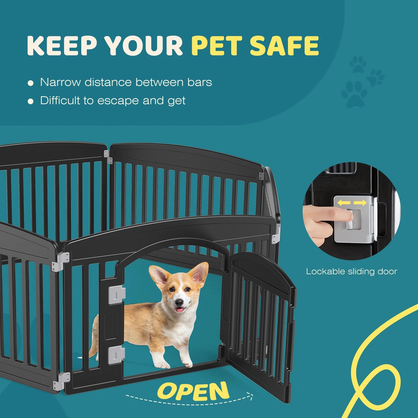 Plastic Dog Playpen 6 Panel 24IN Expandable Durable Pet Fence for Medium Dogs Indoor Outdoor Folding Portable Puppy Playpen
