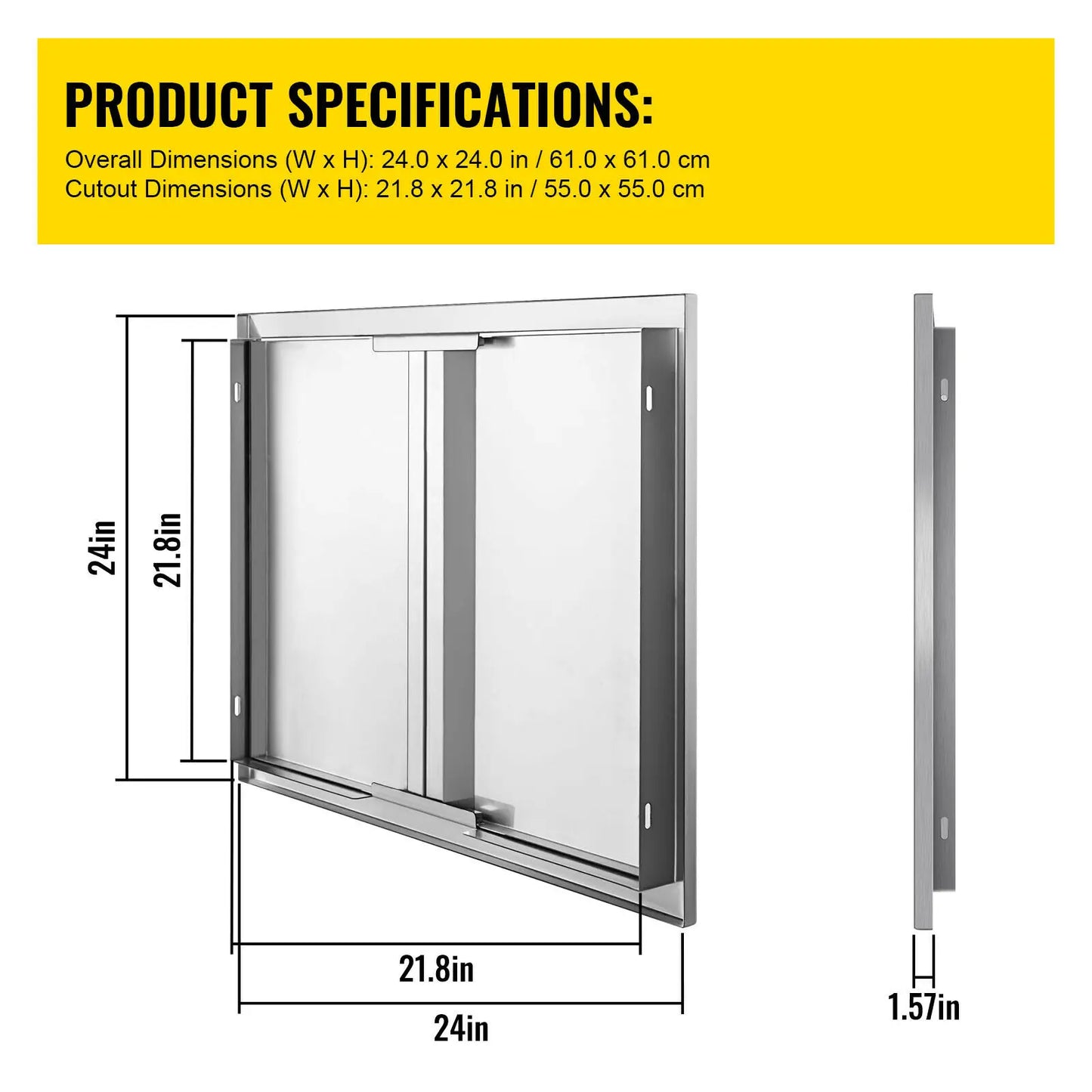 SucceBuy Stainless Steel BBQ Cabinet Access Door W/ Recessed Handle for Indoor/Outdoor Kitchen BBQ Island Kitchen Sink Fireplace