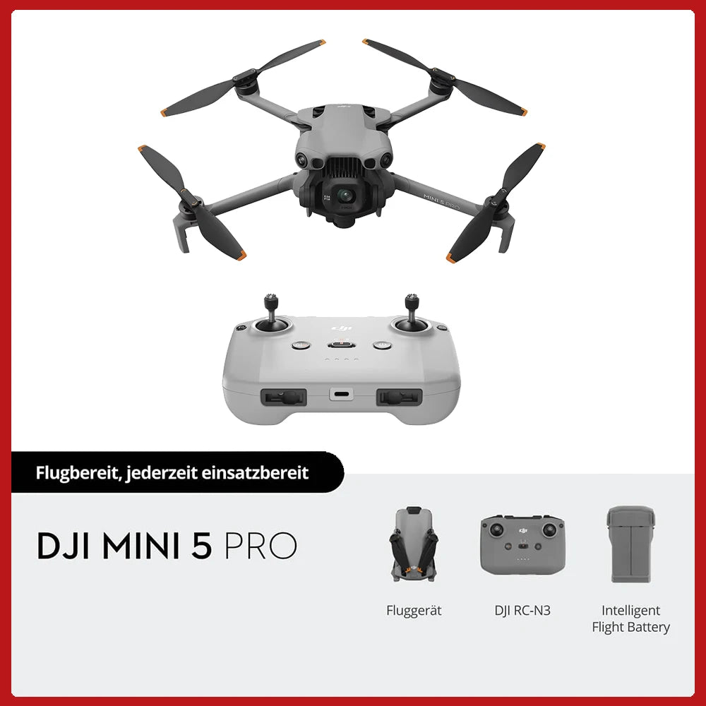 Mini 5 Pro Camera Drones ActiveTrack 360° Ultra-Light Foldable with 1-Inch CMOS 4K Camera Drone Omnidirectional Obstacle Sensing 225° Gimbal 20km Transmission With Mini 5 Pro Accessories for Beginners