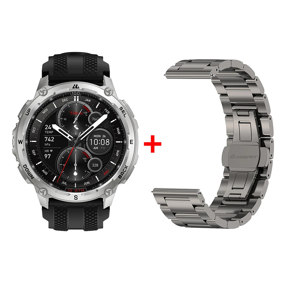 T4 Smart Watch for Men 6-Sat GPS Offline Maps 10ATM Waterproof Heart Rate Diving Skiing Hiking for Android iOS