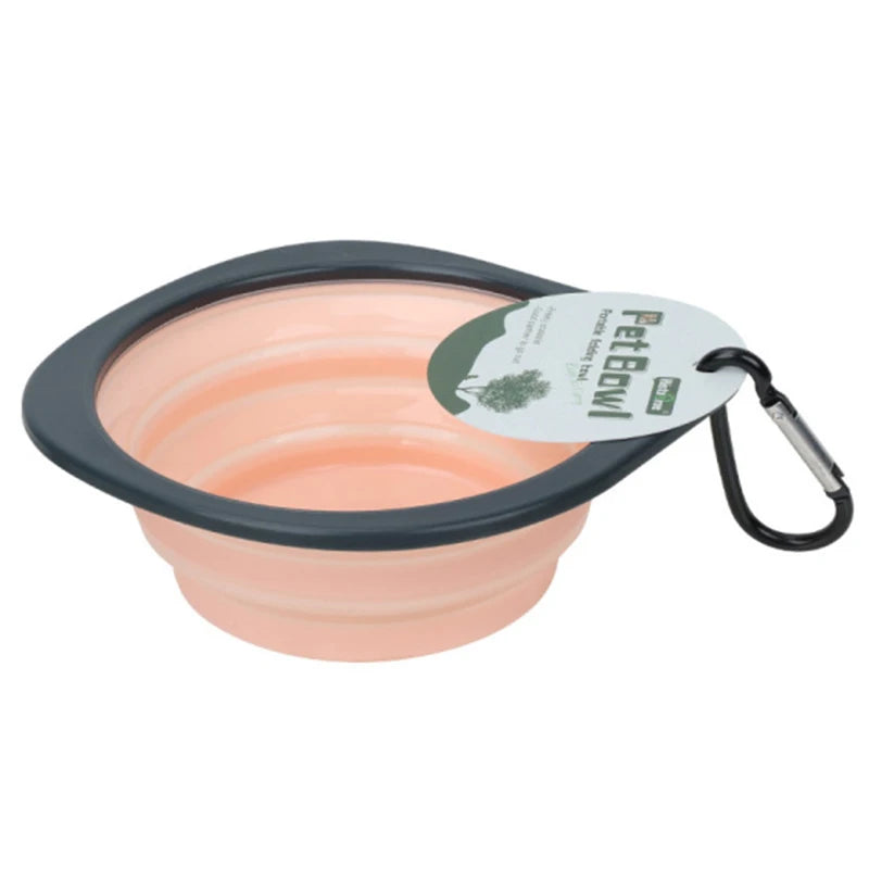 Folding Portable Silicone Pet Feeder Bowl Outdoor Travel Dog Cat Food Bowl Collapsible Food Water Container with Carabiner
