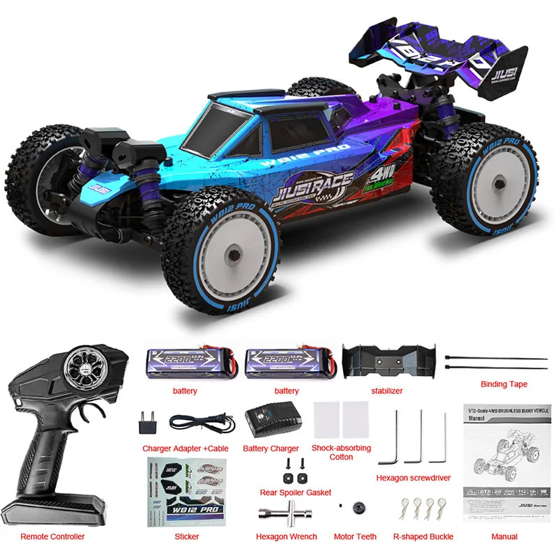 JIUSI 1/12 4WD WB12 Pro Rc Car 4x4 Off-Road Rc Truck Brushless 3600KV 80km/h High-Speed 2.4G Remote Control 3S 35C 2200mAh Toy Car Rc Cars For Adults Local Shipping From US