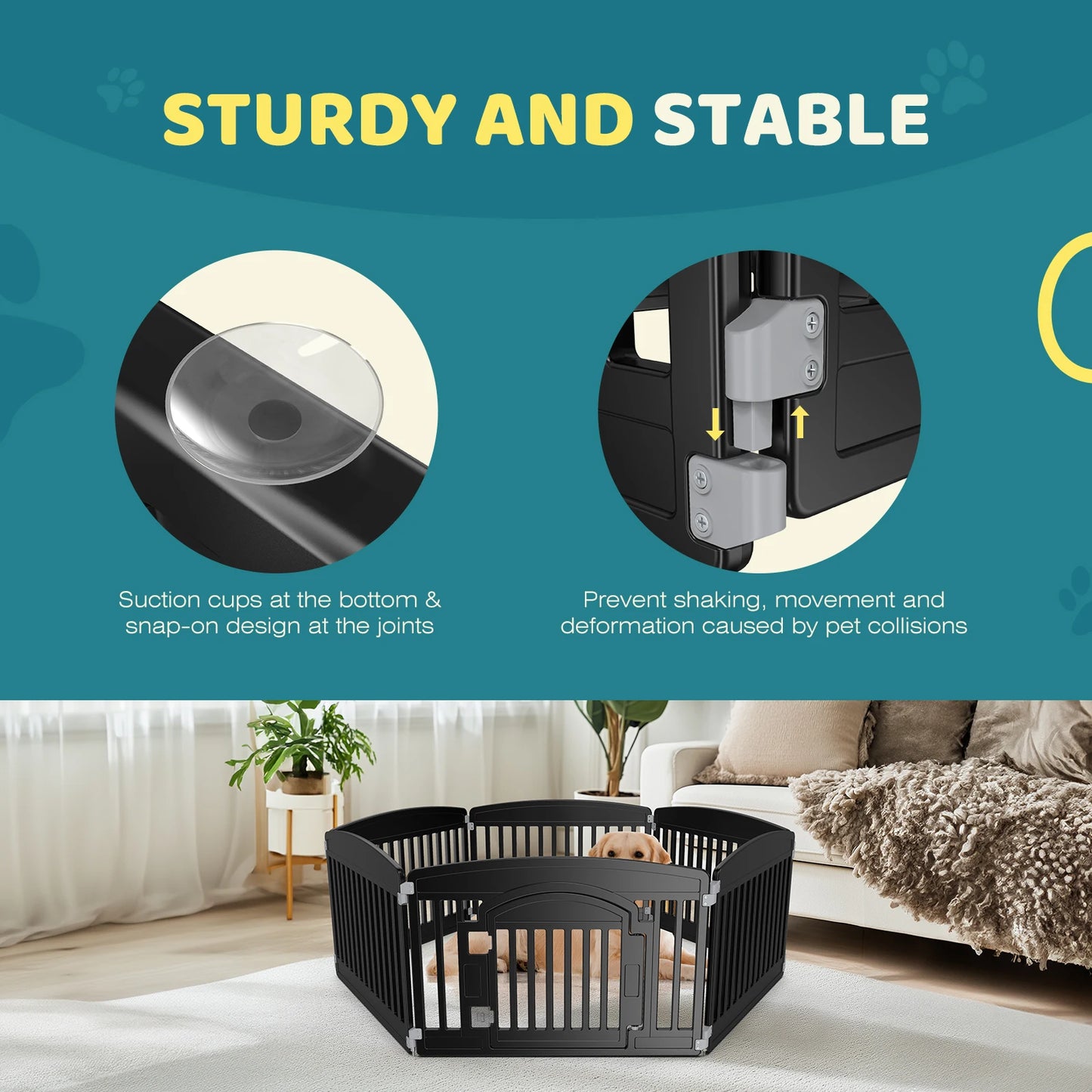 Plastic Dog Playpen 6 Panel 24IN Expandable Durable Pet Fence for Medium Dogs Indoor Outdoor Folding Portable Puppy Playpen