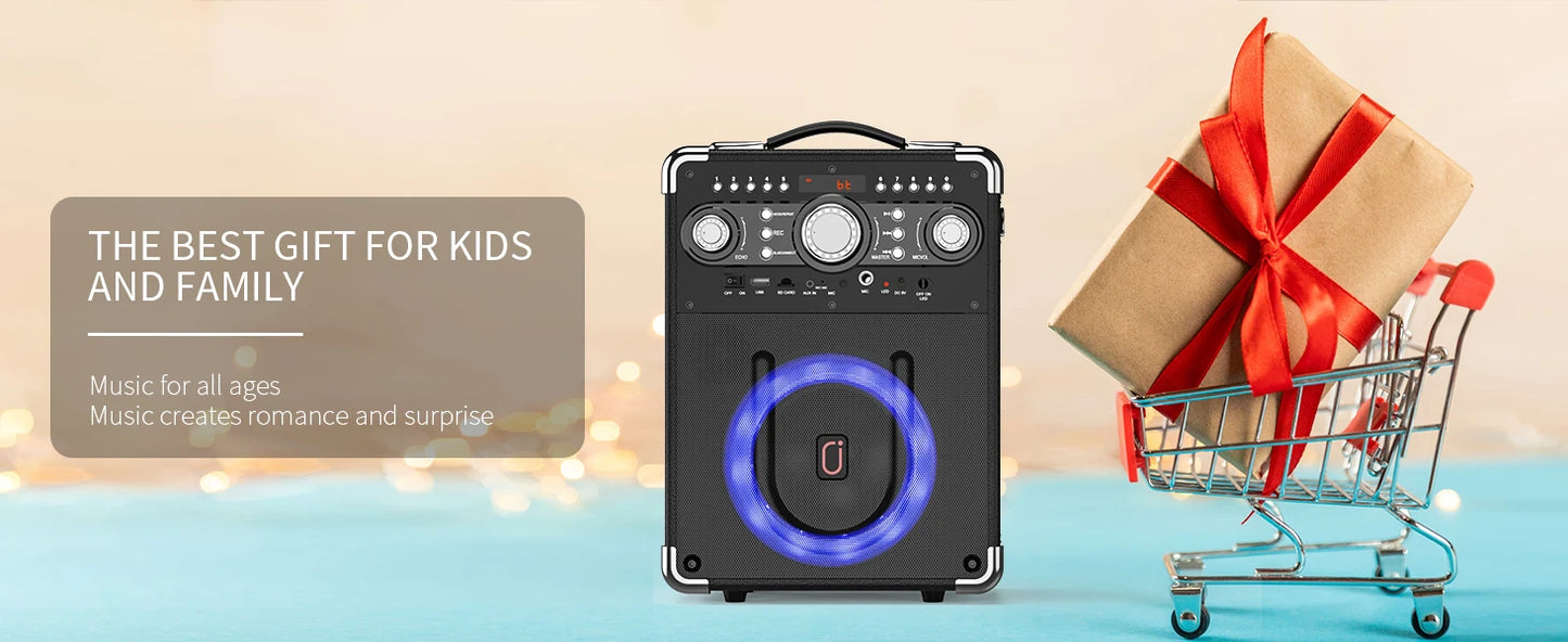 S8-T Kara Ok with 3 Microphones,Portable Bluetooth 5.3 Kara Ok Speaker, Suitable for Outdoor Activities, Parties and Parties
