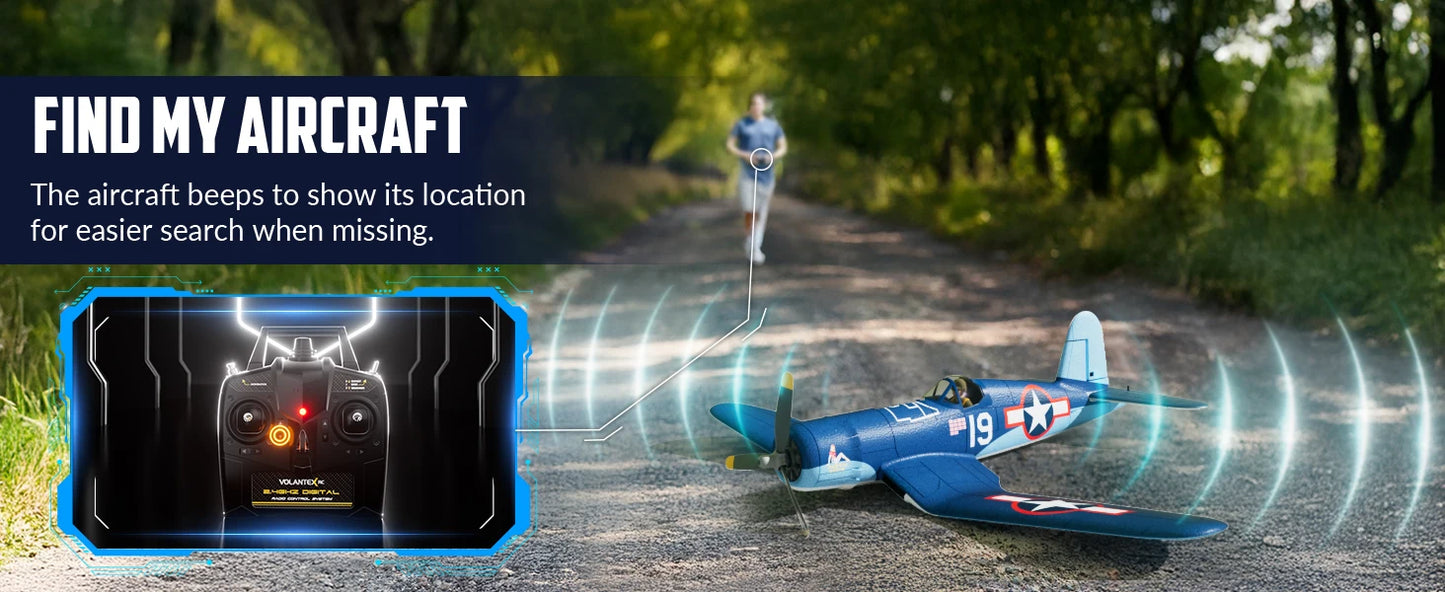 Volantexrc Brushless RC Plane F4U 4 Channel Remote Control Airplanes with 6-Axis Gyro 3 Modes & Aerobatics 2.4GHz Radio Controlled Aircraft for Beginners & Adults 768-3