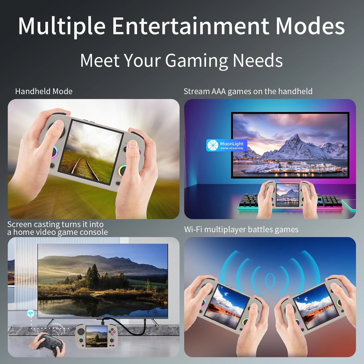 RG CubeXX Retro Handheld Game Console 3.95 Inch IPS Screen 64-bit Linux RGB Joystick 3800mAh Portable Game Player HD TV