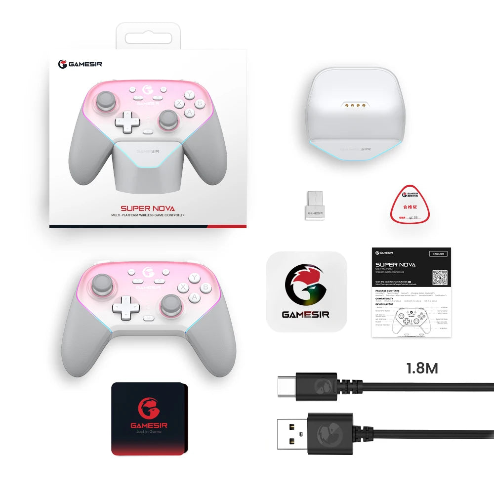 GameSir Super Nova Multi-Platform Gaming Controller - Bluetooth/Wired/2.4G Wireless, RGB, Hall Effect for Switch/PC/Android/iOS