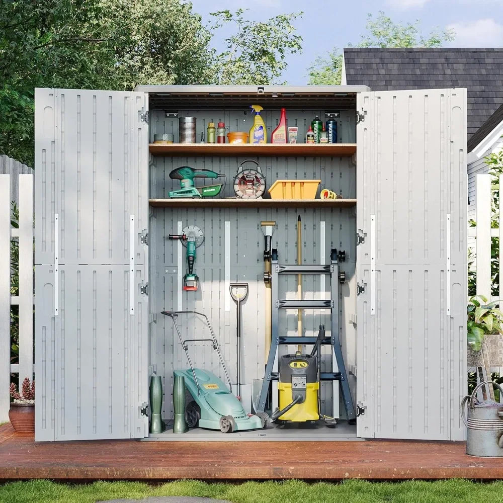 Outdoor Storage Shed, 64 Cu.Ft Vertical Sheds Outdoor with Floor, Outdoor Waterproof Storage Cabinet for Garage Storage