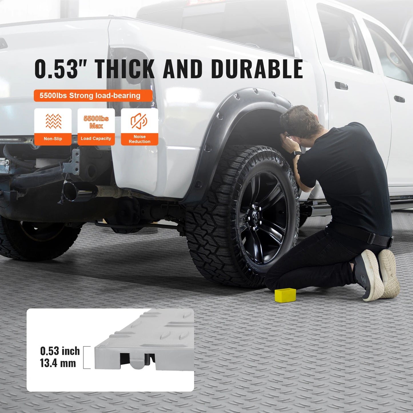 Garage Tiles Interlocking Garage Floor Covering Tiles Non-Slip Double-Sided Texture for Garages Basements Repair Shops