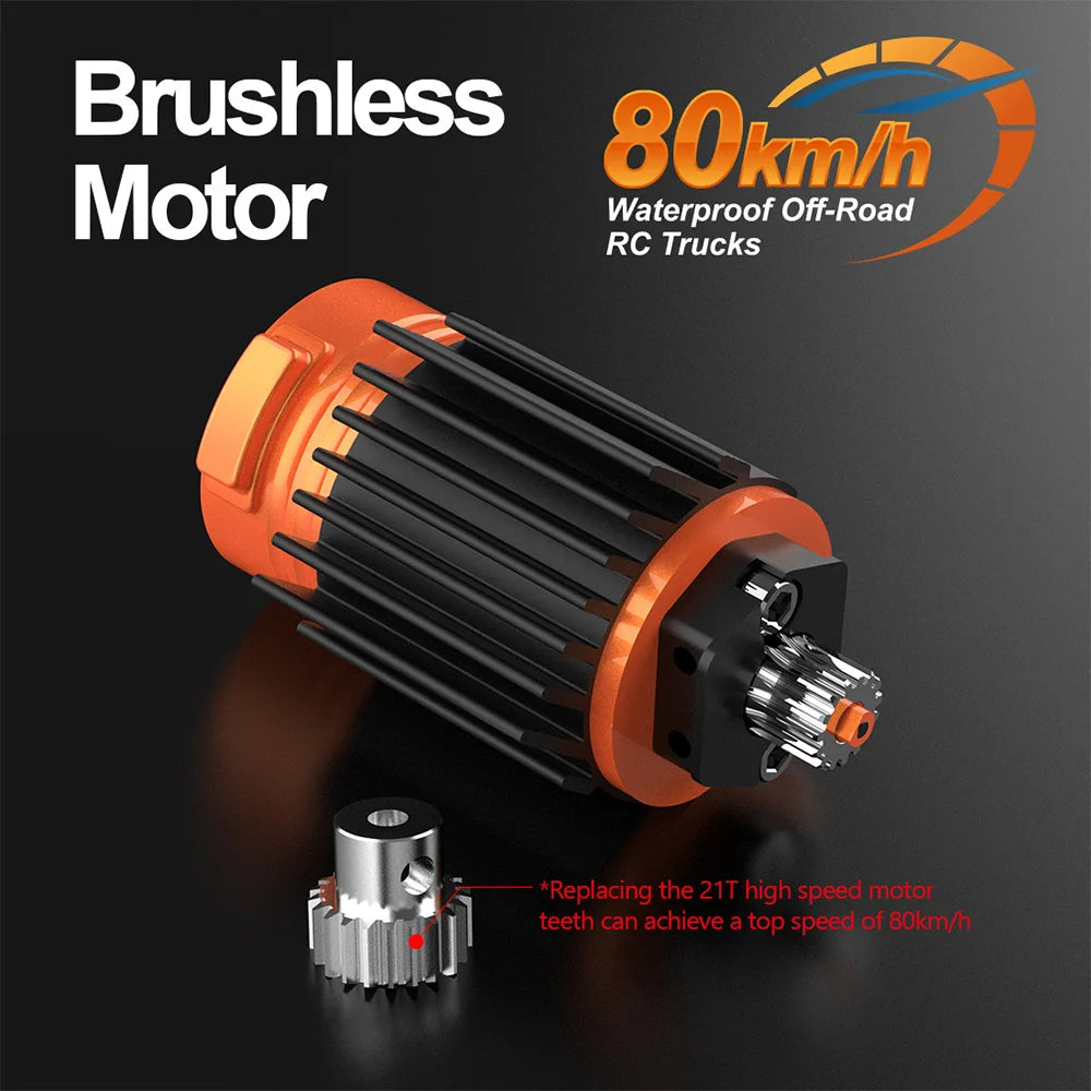 JIUSI PT14R V3 1/14 RC Racing Car 3S Battery 4WD 80km/h Brushless Motor 2.4G Remote Control 35C High Speed Off-road RC Truck