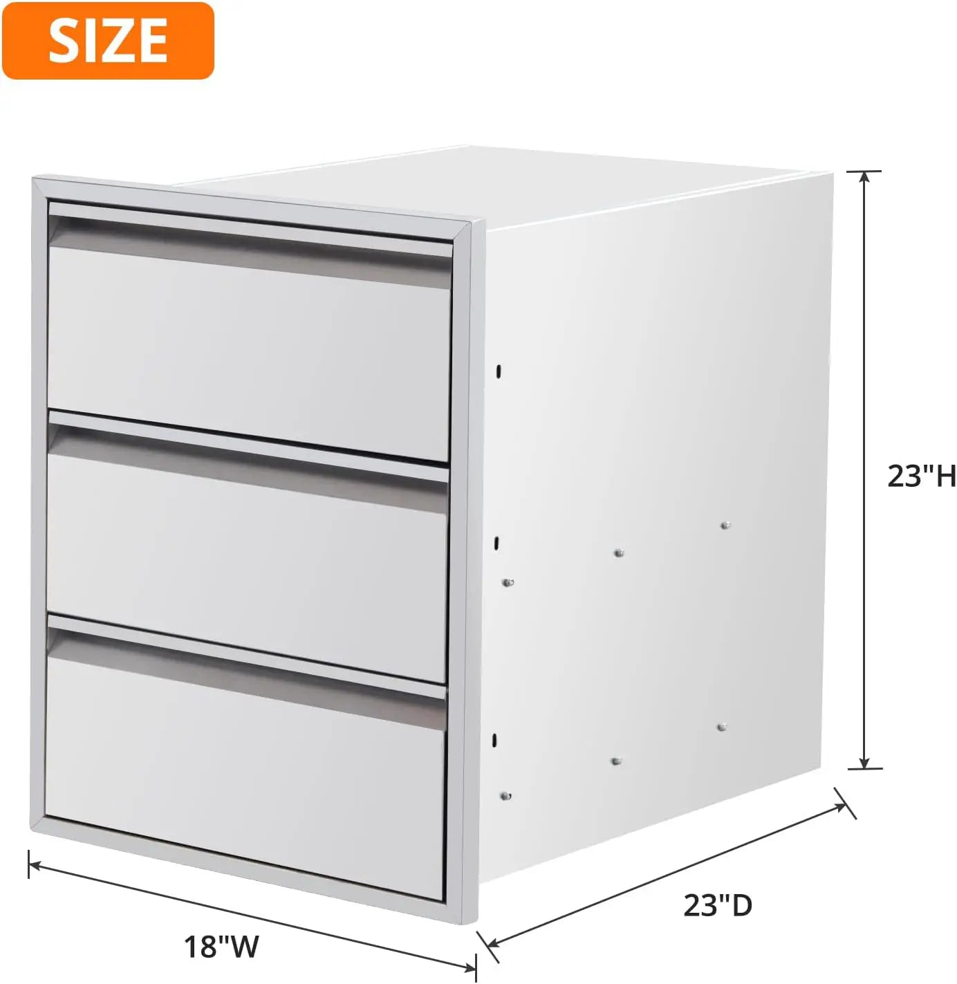 Outdoor Kitchen Drawers with Paper Towel Holder, Stainless Steel Outdoor Kitchen Drawers, 3-Layer Flush Mount BBQ Drawers