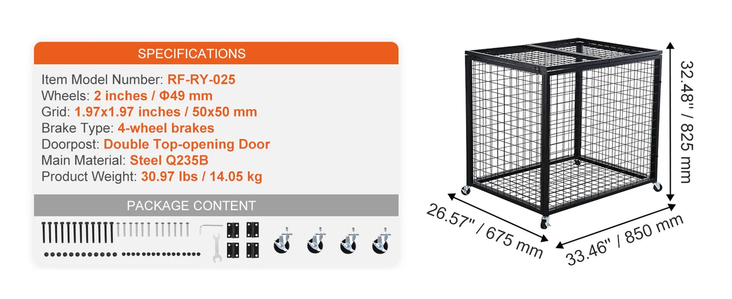 SucceBuy Rolling Sports Ball Storage Cart Sport Equipment for Indoor Outdoor Steel Storage Rack for Garages Gym and Schools