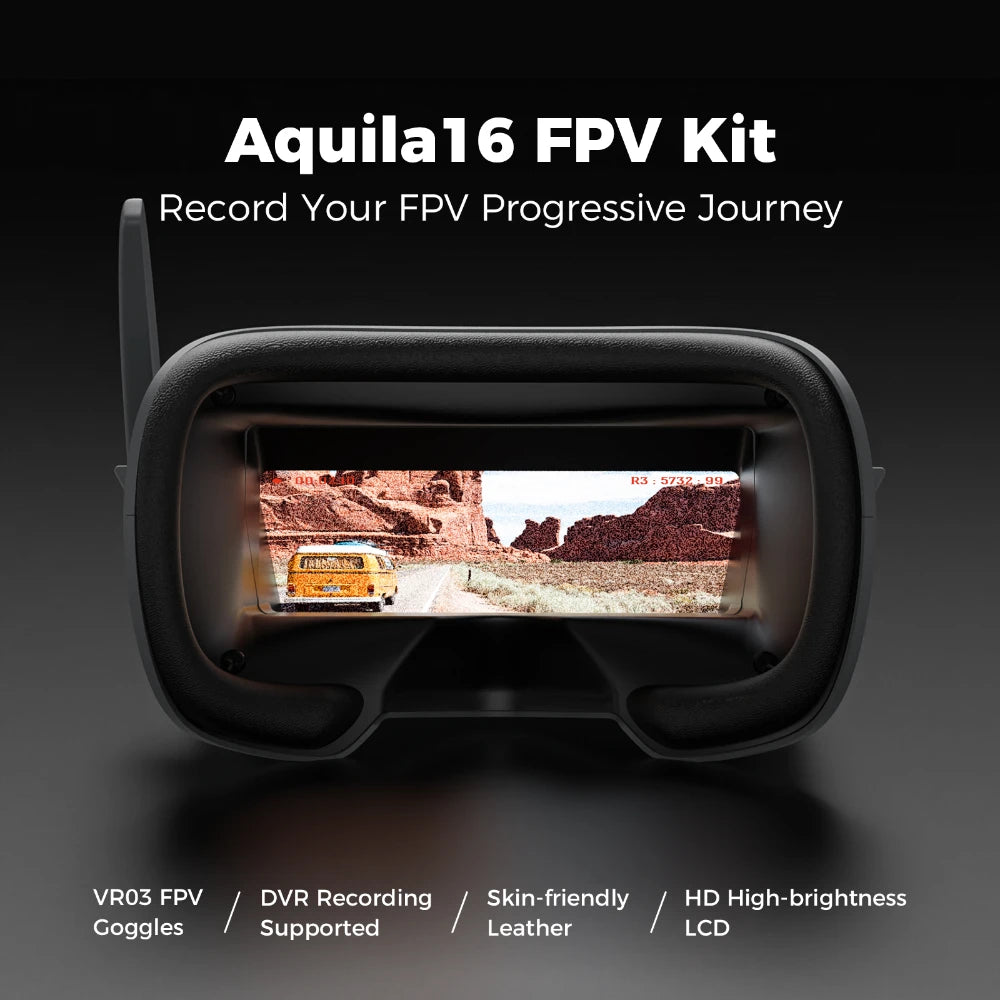 Aquila16 FPV Kit ELRS 2.4G Brushless Racing Drone VR03 Goggles 1102 18000KV 25-350mW VTX Indoor Outdoor Mini Quadcopter