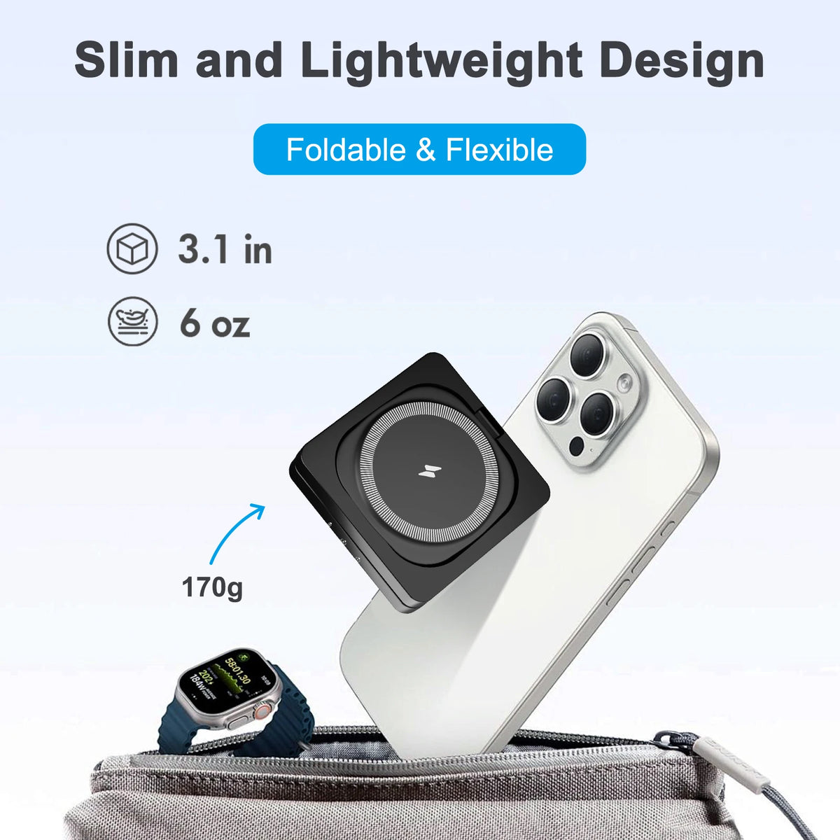 Magnetic Wireless Charger 3-in-1 Folding Fast Charging Station Foldable Travel for Magsafe  iPhone 17/16/15/14/13 Watch Airpods