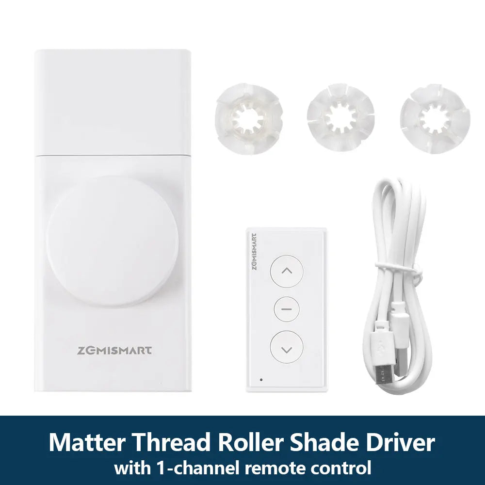 Matter Thread Smart Roller Shade Driver Built-in Battery Knob Control Work with Homekit Alexa Google Home Smartthings