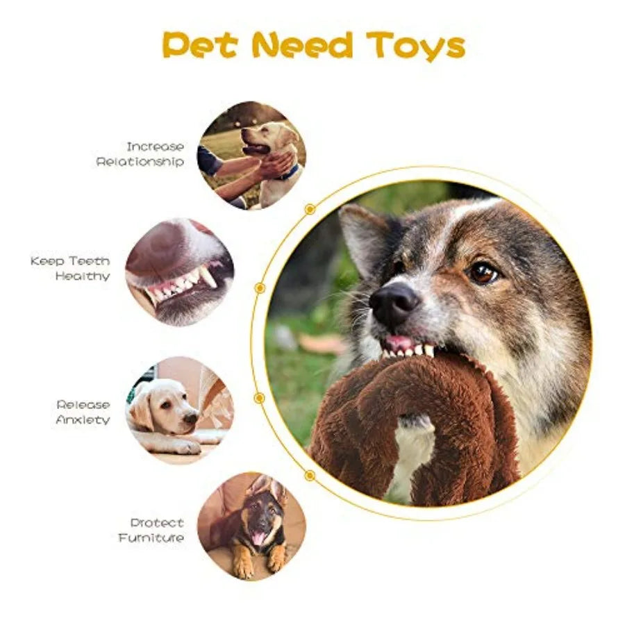 Dog Squeak Toys, No Stuffing Plush Dogs Chew Toy Bundle for Small Medium Large Breed Chewer Tough Durable Squeaky Pet Fetch Pup