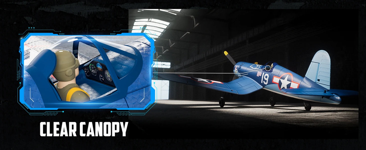 Volantexrc Brushless RC Plane F4U 4 Channel Remote Control Airplanes with 6-Axis Gyro 3 Modes & Aerobatics 2.4GHz Radio Controlled Aircraft for Beginners & Adults 768-3