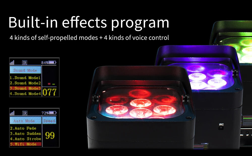 SHEHDS LED 6x18W 6in1 RGBAW+UV Battery Par Light Wireless Remote Control APP Smart Movable Handle For KTV Party Bar Party Home