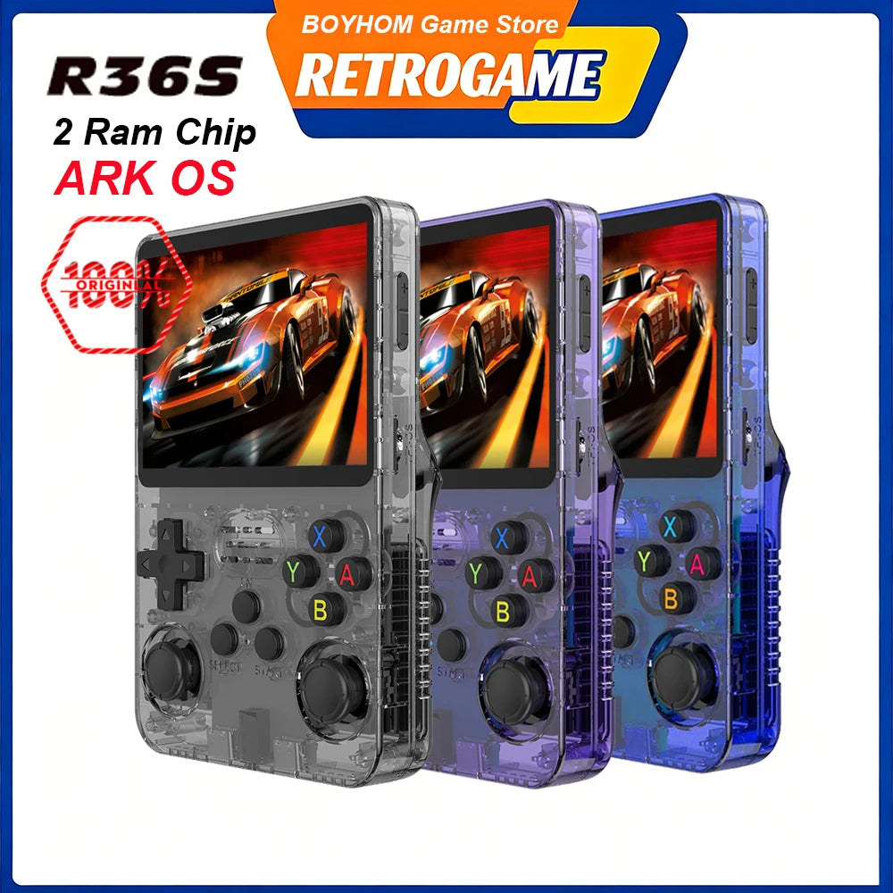 Original R36S Retro Handheld Video Game Console Linux System 3.5 Inch IPS Screen R35s Pro Portable Pocket Video Player 64GB Games 1G Ram