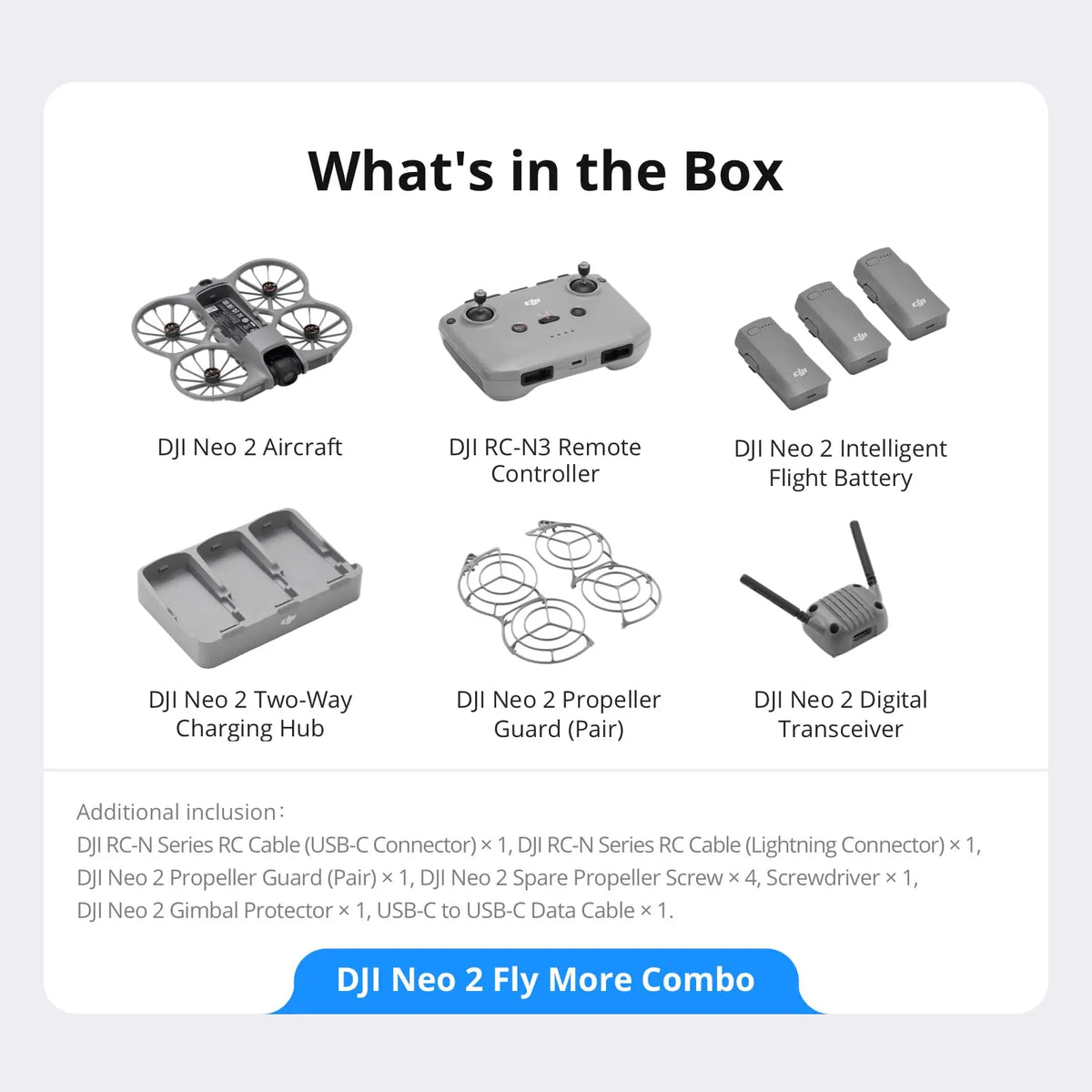 Neo 2 Fly More Combo With RC-N3 Remote Controller Drones, Stable Transmission With Digital Transceiver, Neo 2 DJI 4K Drone for Beginners Wtih 3x Batteries