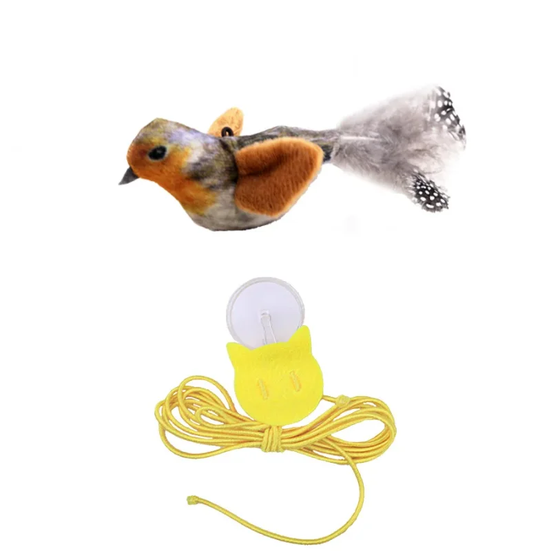 Sound Sensing Interactive Bird Cat Toy Wall Hanging Plush Catnip Kitten Teasing Chasing Toy for Indoor Cats