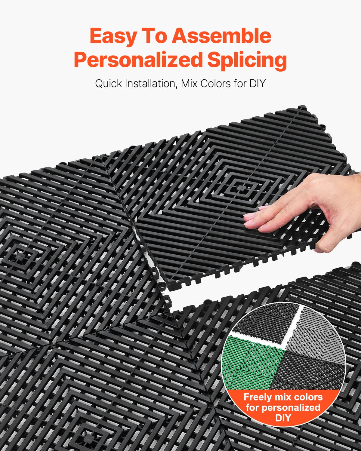 Interlocking Drainage Mat 12inx12in 12/24/40/50/55 Pcs Splicing Mats Non-Slip PP Drainage Floor Tile & Shower Mat
