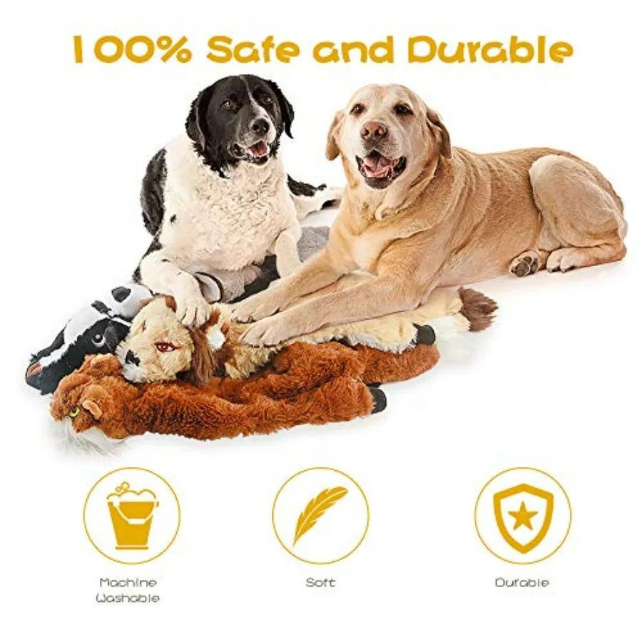Dog Squeak Toys, No Stuffing Plush Dogs Chew Toy Bundle for Small Medium Large Breed Chewer Tough Durable Squeaky Pet Fetch Pup