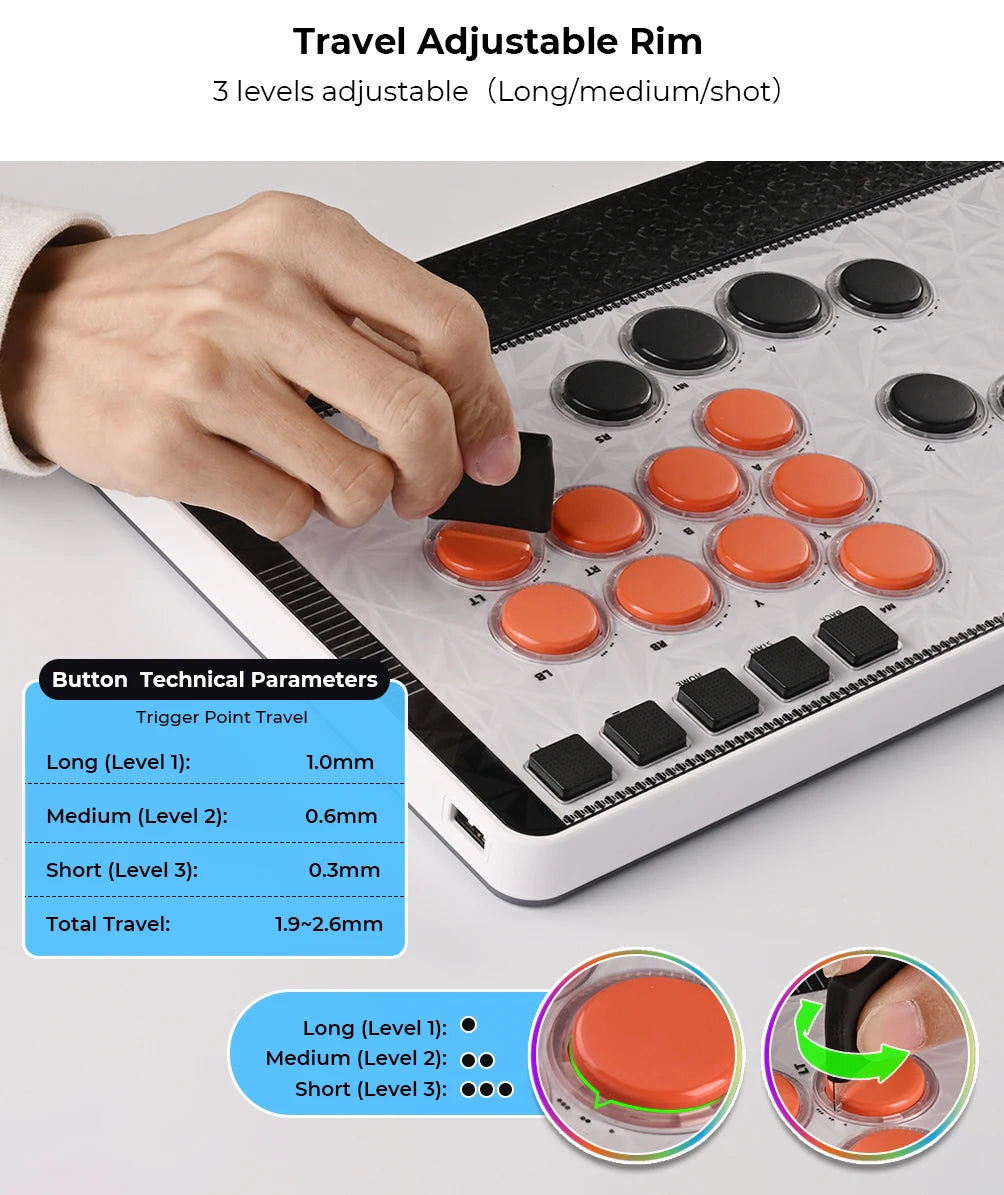 C-AT Magnetic Leverless Hitbox Controller Stickless Arcade Controller Keyboard For PC/PS4/PS5/Switch Hitbox Fightstick
