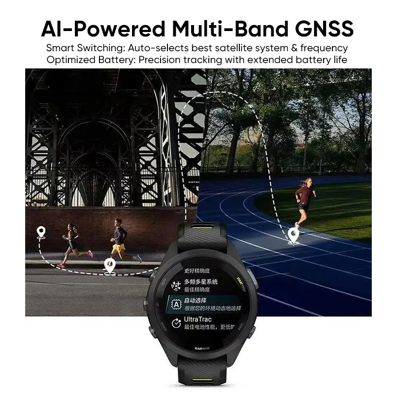 Forerunner 265 GPS 46mm Smartwatch 1.3" AMOLED Touchscreen Display Heart Rate Monitoring Training Metric Message Notice