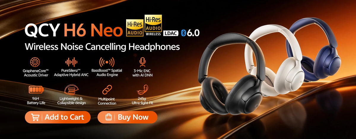 QCY H3 Pro ANC Wireless Headphone 50dB Noise Canceling Hi-Res Spatial Audio Earphone with LDAC Bluetooth 5.4 Over Ear Headset