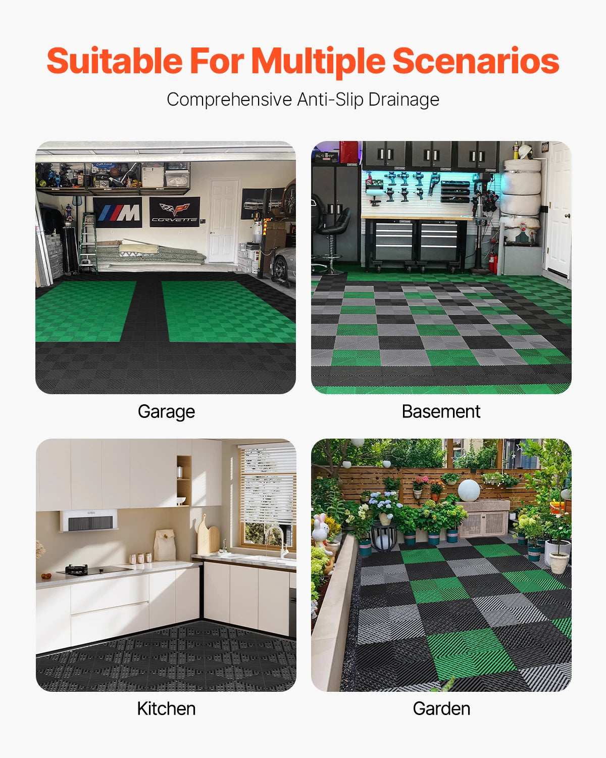 Interlocking Drainage Mat 12inx12in 12/24/40/50/55 Pcs Splicing Mats Non-Slip PP Drainage Floor Tile & Shower Mat