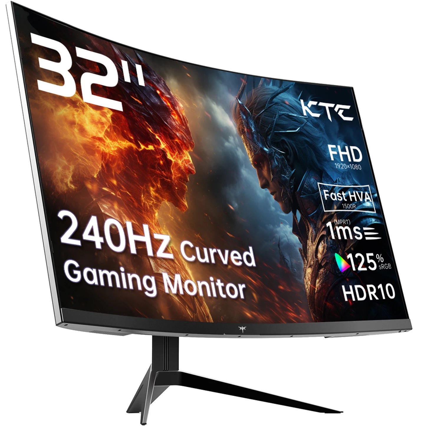 32 inch 240Hz Curved Gaming Monitor 1500R 1080P 125% sRGB 1ms, Freesync/G-sync HDR10,HDMI/DP/USB Ports VESA,Tilt Adjustable,