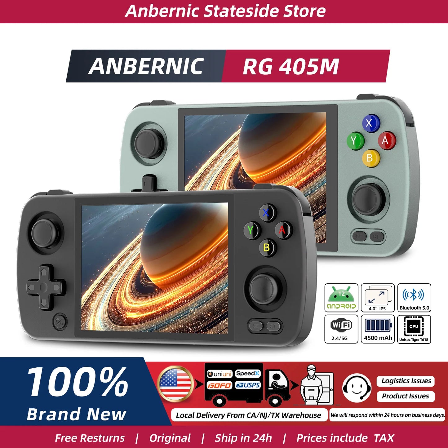RG405M Metal Handheld Game Console Android 12 System Unisoc Tiger T618 4 Inch IPS Screen Game Player Support OTA Update