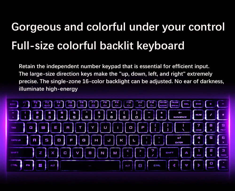 16.1 Inch Gaming Laptop Intel i7 8750H NVIDIA RTX 3060 6G 32GB DDR4 2TB SSD 144Hz RGB Keyboard WIFI 6 BT5.2 Windows11
