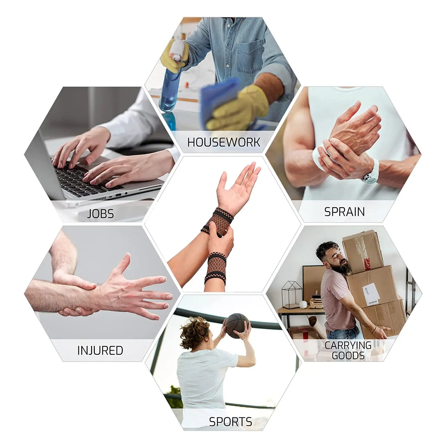 1Pair Copper Wrist Guard Professional Sports Fitness Wrist Brace Support Wrist Protector Elastic Knitted Compression Wristband