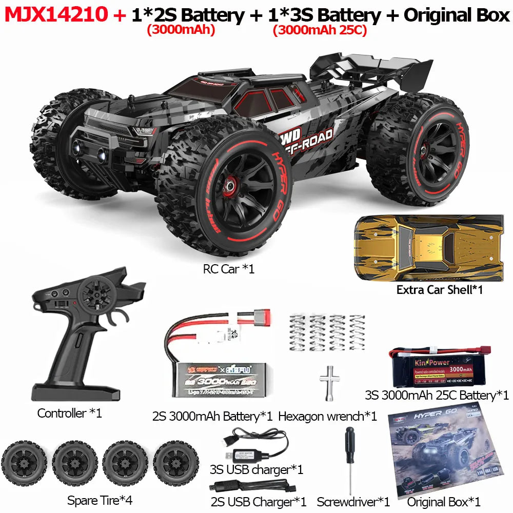 MJX 14209 14210 V3.0 1/14 RC Car 4WD Hyper Go 75km/h Brushless 2.4G Remote Control Truck Off-road Racing RC Truck Hobby RC Toy