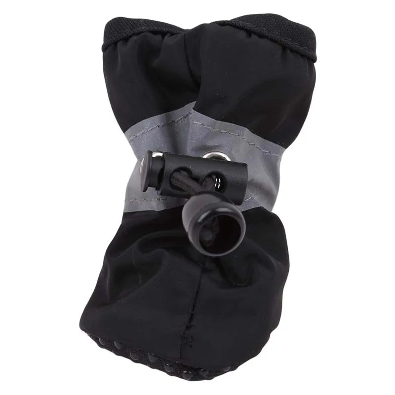 4Pcs Dog Boots Waterproof Non-slip Sole with Reflective Strip Adjustable Drawstring Soft Breathable Lining for Small Medium Dogs