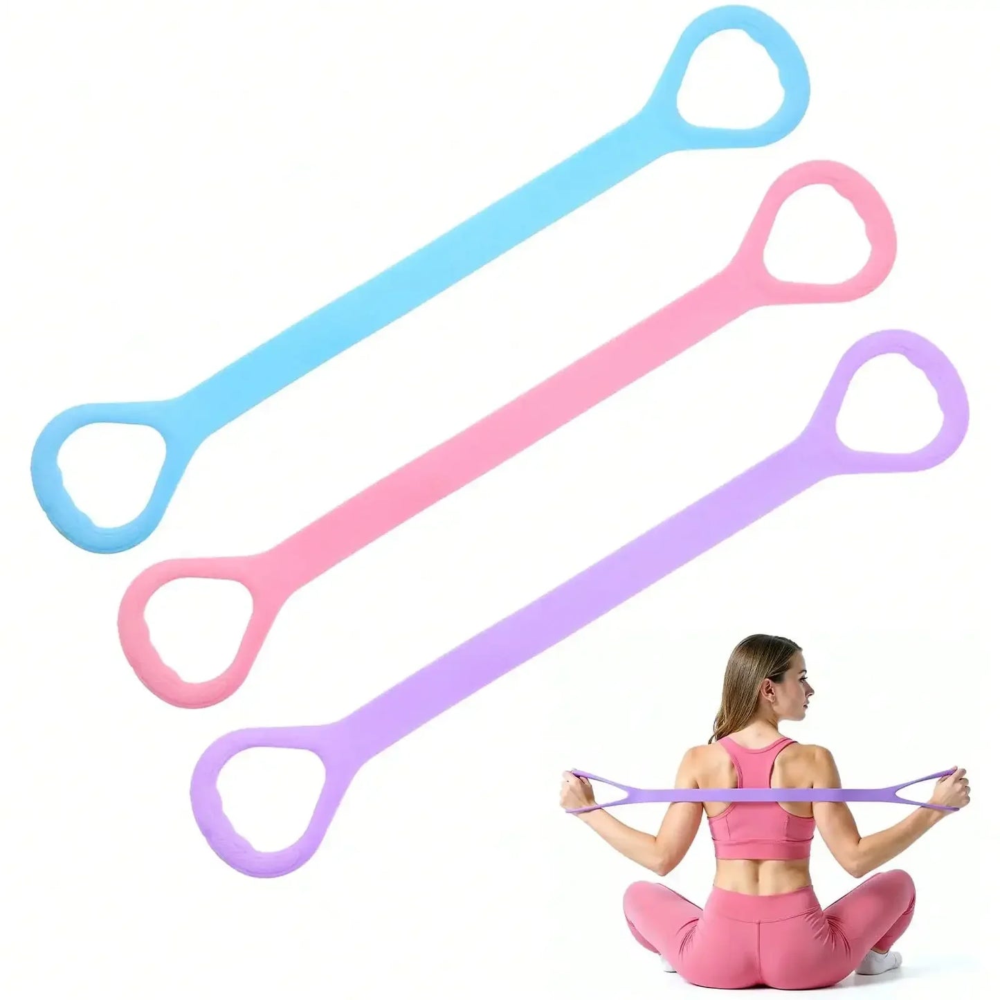 2026 3pcs Exercise Band, Figure 8 Fitness Resistance Band, Arm Back Shoulder Training Elastic Ropes, Silicone Resistance Band For Chest Expander, Yoga Gym