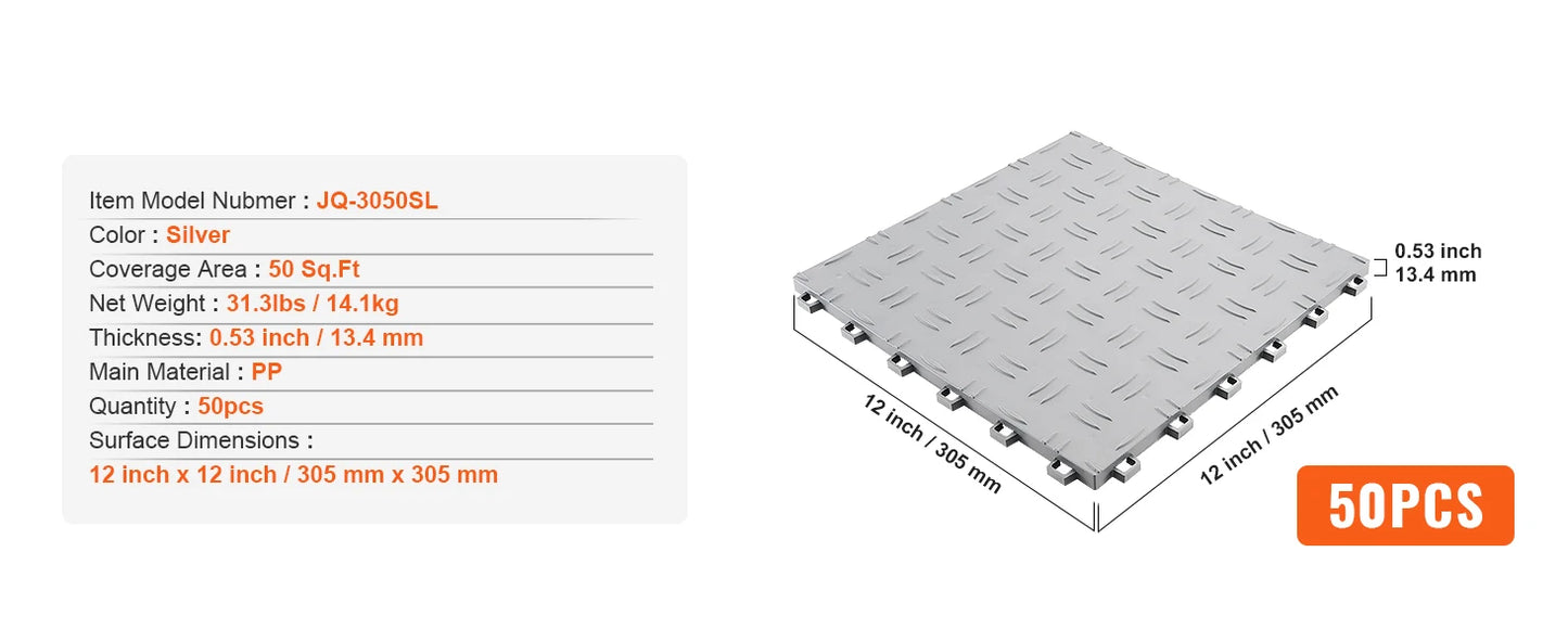 Garage Tiles Interlocking Garage Floor Covering Tiles Non-Slip Double-Sided Texture for Garages Basements Repair Shops
