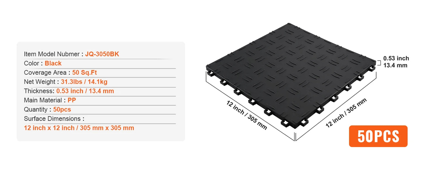 Garage Tiles Interlocking Garage Floor Covering Tiles Non-Slip Double-Sided Texture for Garages Basements Repair Shops
