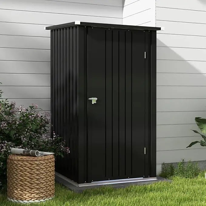 Resin Storage Shed with Floor - Weatherproof Outdoor Plastic Tool Shed with Sloped Roof, Built-in Vents & Padlock-Ready Door, Small Garden Shed for Backyard Patio Lawn