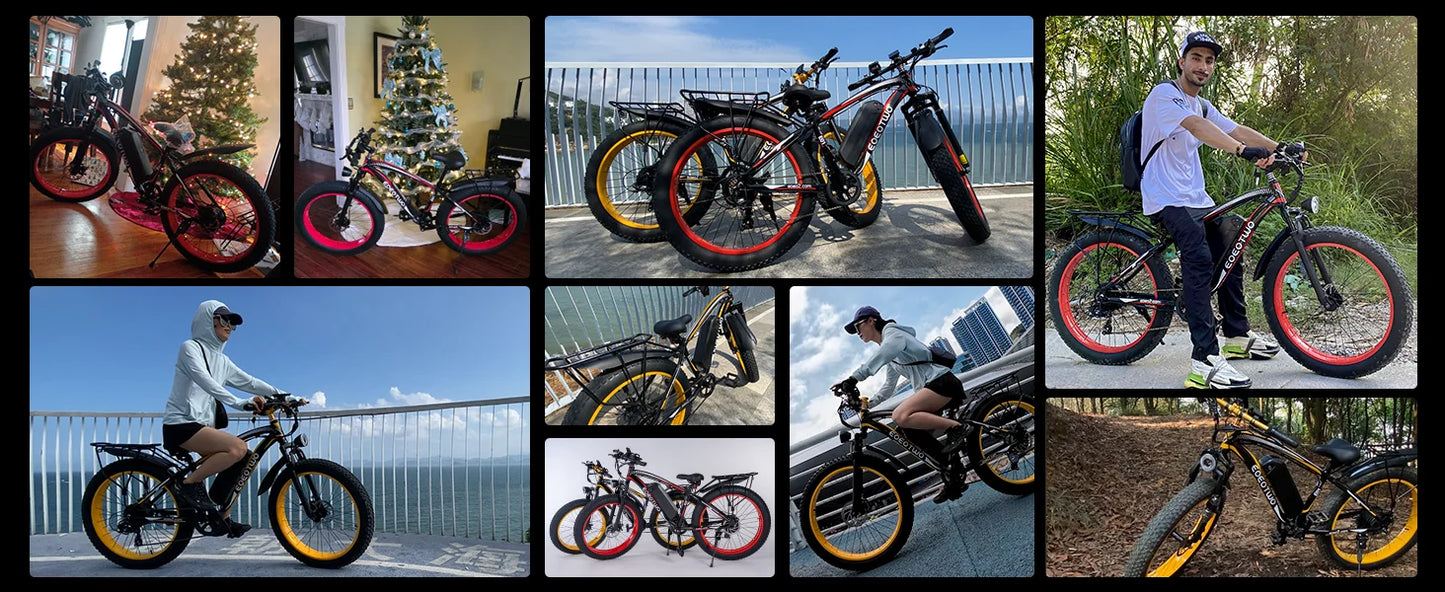 1500W Electric Bike 48V 15Ah Battery 26" 4.0 Fat Tire Ebike 34MPH High Speed Mountain Bicycle Off-Road Snow Bike for Adults