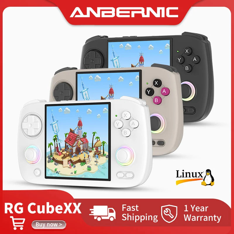 RG CubeXX Retro Handheld Game Console 3.95 Inch IPS Screen 64-bit Linux RGB Joystick 3800mAh Portable Game Player HD TV