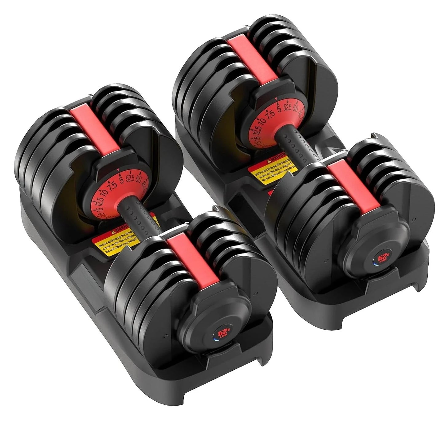 New Upgraded 2-Pack Adjustable Dumbbells, 25/52.5 lbs, 9/15 Weight Levels with Secure Locking System, Customized