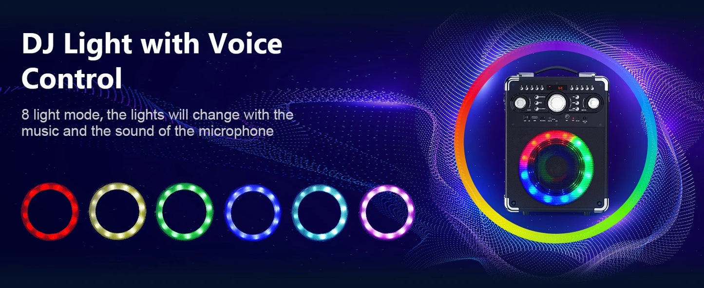 S8-T Kara Ok with 3 Microphones,Portable Bluetooth 5.3 Kara Ok Speaker, Suitable for Outdoor Activities, Parties and Parties