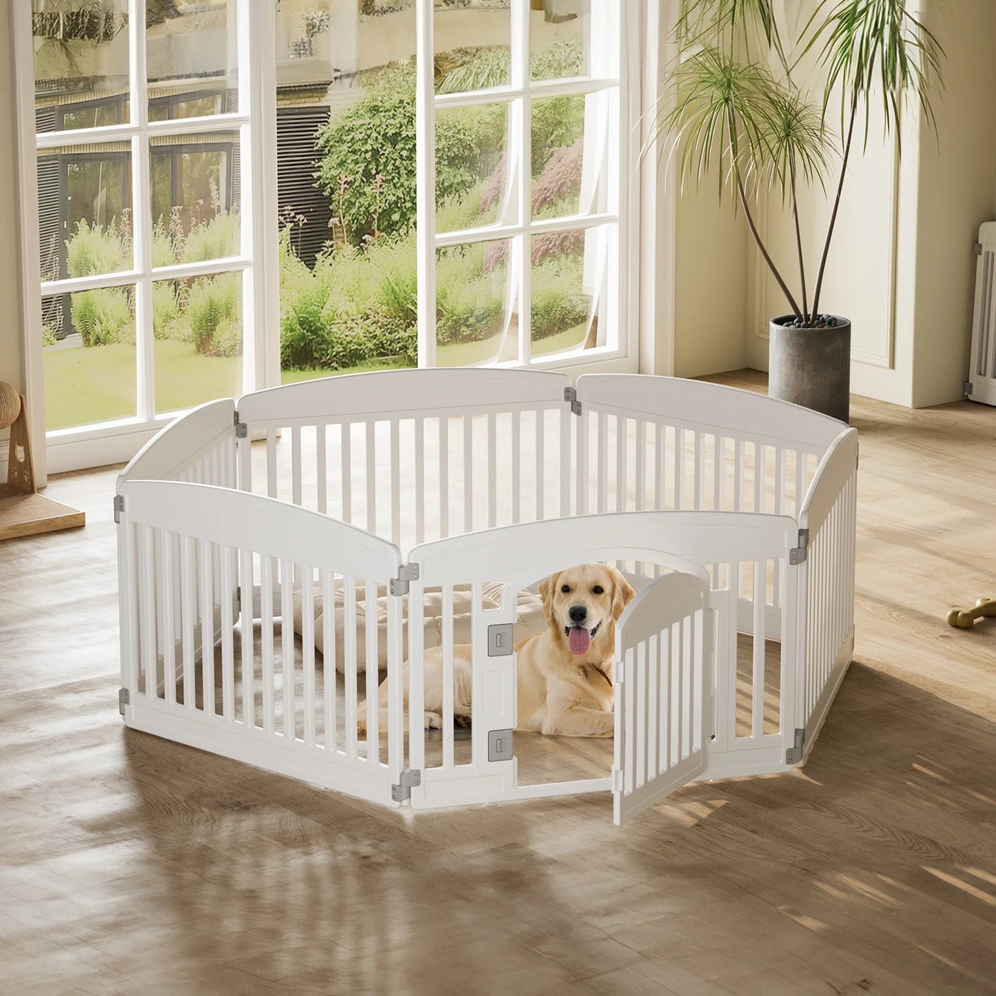 Plastic Dog Playpen 6 Panel 24IN Expandable Durable Pet Fence for Medium Dogs Indoor Outdoor Folding Portable Puppy Playpen