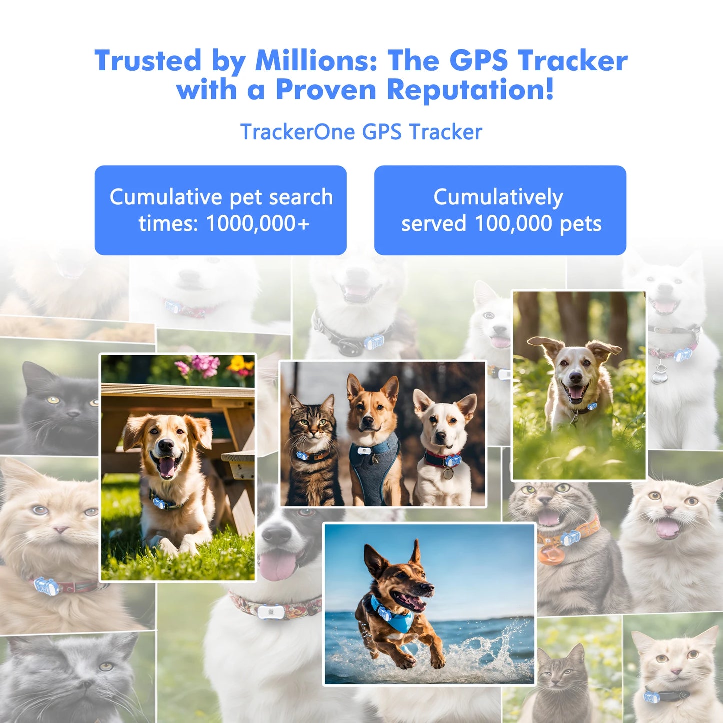 GPS Pet Tracker for Dogs Cats Built-in IoT Sim WiFi Tracking Unlimited Distance QR Code Anti-Lost Locator, Subscription Required