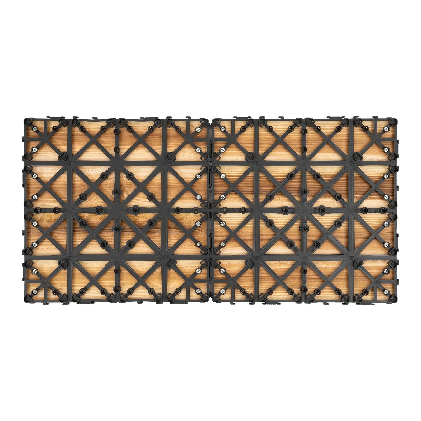 12''x12'' 36Pcs Patio Deck Tiles Wood Plastic Composite Interlocking Decking Tiles for Indoor & Outdoor Waterproof Brown
