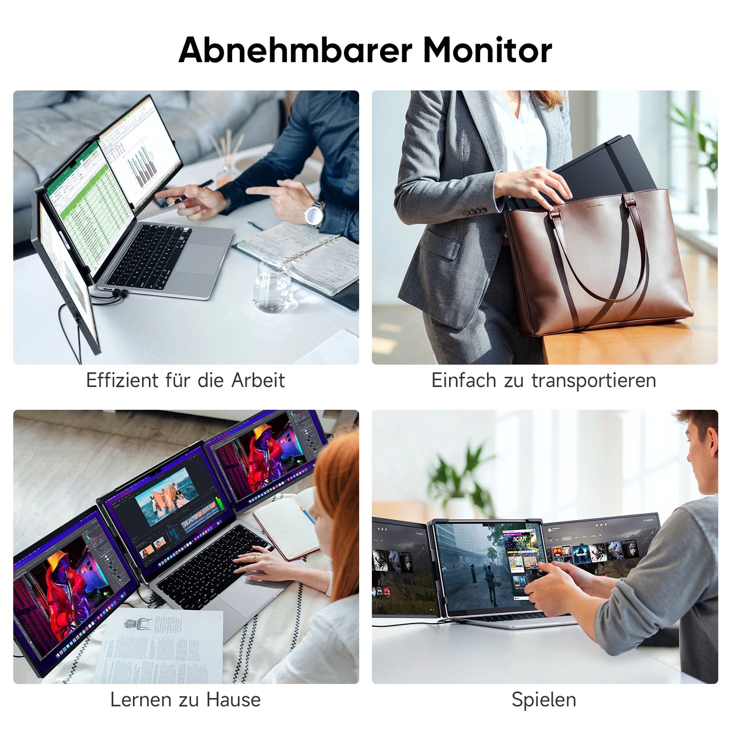 14.1inch Laptops Screen Extender Triple Dual 1200P IPS Portable Monitor for Windows PC MacBook Chrome Laptop 13.3-17.3